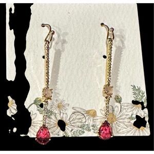TAI Ruby Red & Gold & CZ Dangle Earrings